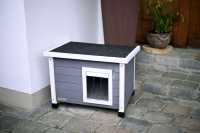 Katzenhaus Rustica von Kerbl aus Holz, grau, Katzenhütte auch als Hundehütte für kleine Hunde geeignet